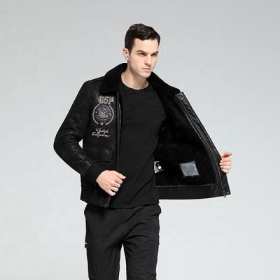 China QUICK DRY 2022 chief embroidery genuine leather jacket winter men's leather bomber jacket for sale