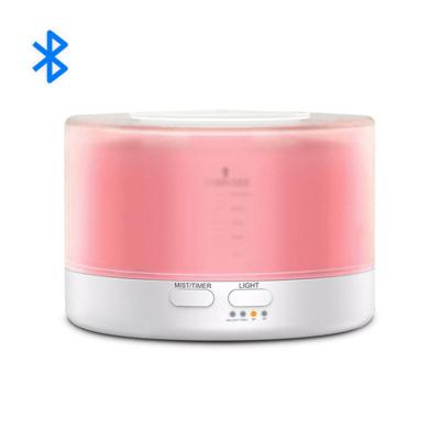 China New Arrival Fashion Aroma Diffuser Waterless Bluetooth 2022 Power- 500ml Aroma Diffuser With Bluetooth Shell Translucent Humidifier With Speaker for sale