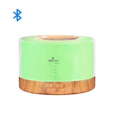 China Small Smart Waterless Home Appliances Aroma Diffuser Bluetooth Wood Grain Aroma Diffuser Humidifier with Bluetooth for Indoor Room for sale