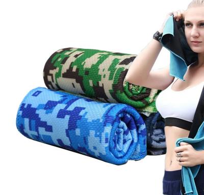 China Viable Fitness Quick Dry Cool Towel Lightweight Yoga Absorbent Camouflage Microfiber Sports Cooling Towel for sale