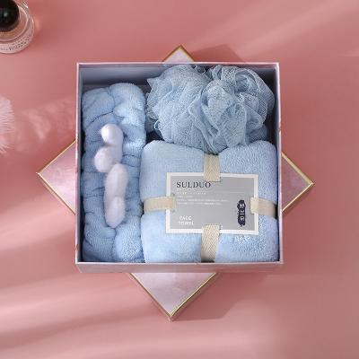 China Luxury QUICK DRY Wedding Party Towel Sets in Gift Box Quick-Drying Customize Bathroom 3 in 1 Gift Towel Set for sale