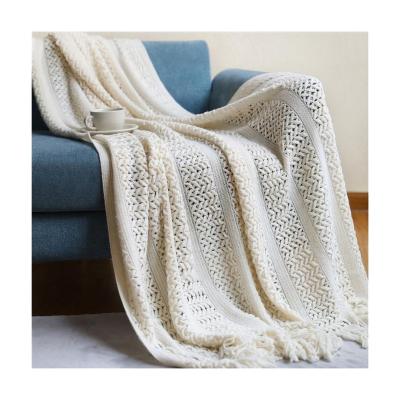 China Decorative Woven Blanket Sofa Soft Cozy Couch Bed Sofa Knitted Throw Blanket Comfortable Oversized Light Weight for sale