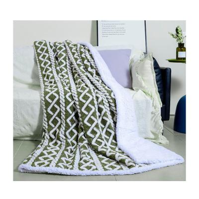 China Decorative Soft Jacquard Woven Sherpa Fleece Throw Blanket Warm Cozy Decorative Soft Winter Jacquard Woven Blanket for sale