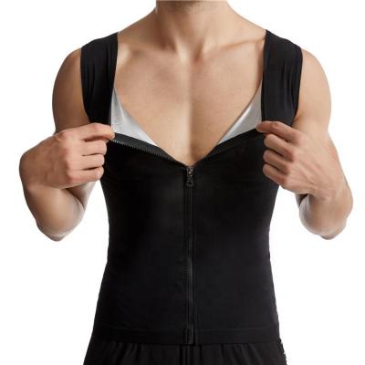 China Home Men's Heat Trapping Zipper Sweat Increasing Vest Compression Shapewear Top Gym Exercise Sauna Vest for sale