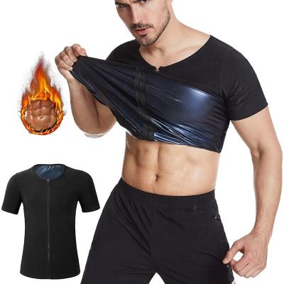 China Slimming Suit Heat Trapping Zipper Sweat Rising Vest Men Sauna Suit Tank Top Weight Loss Shorts Girdles Workout Shirt for sale