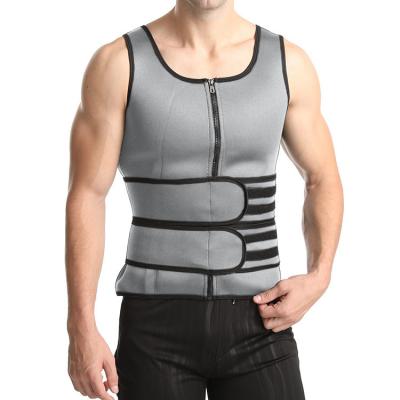 China Dropshipping Men's Viable Belly Tighten Waist Trainer Zipper Sauna Suit Shaper Vest Loss Back Support Tank Top Waist Trainer Fat for sale