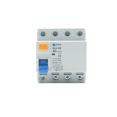 China 4 pole residual current A type B DC RCCB RCD china manufacturer low voltage solar circuit breaker OL2-63 for sale