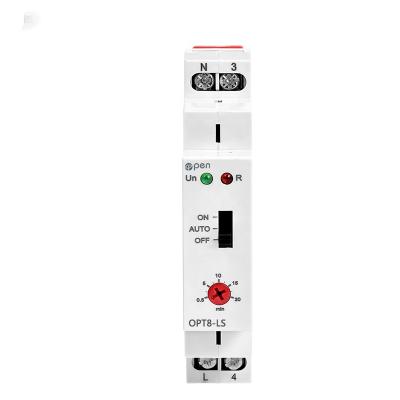 China AC230V 0.5s-20min Automatic Stair Switch Corridor OPEN Relay ON OFF Stair Switch OPT8-LS for sale