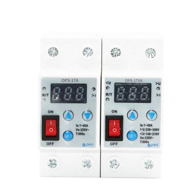 China Din rail 40A 60A adjustable ON/OFF over under voltage proteciotn device automatic reconnect protector with voltage display OPS-17v for sale