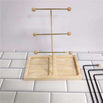 China Factory Crafted Tasteful Wooden Jewelry Display Stand Set For Earrings Stud Store for sale