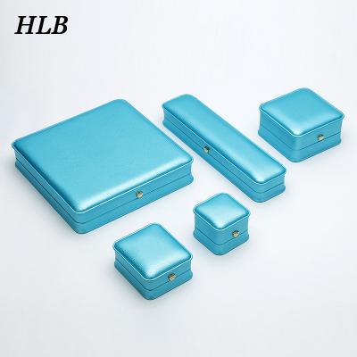 China Fashionable Factory Luxurious Custom Blue PU Leather Ring Display Packaging Box For Jewelry Packaging for sale