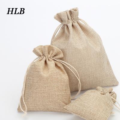 China Fashionable Custom Logo Burlap Jewelry Bags With Drawstring Gift Bags Jewelry Pouch For Wedding Party Christmas for sale