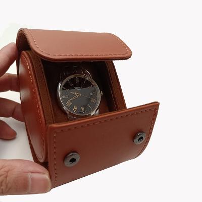 China Pattern Design Brown Logo Customized PU Leather 3 Watch Roll Case Box Packaging For Quartz Luxury Watches for sale