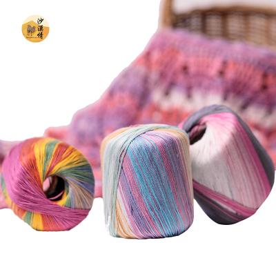 China Viable Wholesale Line 5ply Fancy Yarn Crochet Lace Yarn Summer Hand Knitting Gradient Cotton Yarns for sale