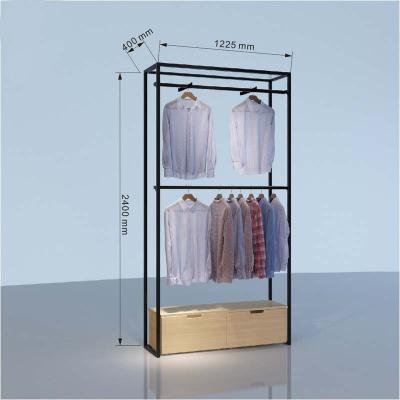 China Single Sided Floor Metal Clothes Shelves Clothing Store Shelf Clothes Display Rack for sale