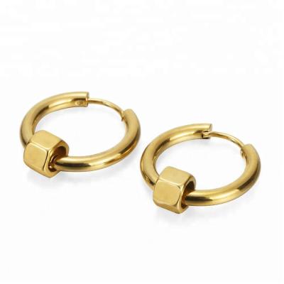 China New Gold Stainless Steel Hoop Earrings Jewelry Men's Earrings for sale