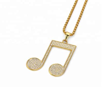 China Cheap 18K Gold Necklace Gold Plated Jewelry Mens Necklace With Music Note for sale