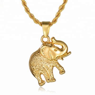 China 18K Gold Necklace Fashion Jewelry New Gold Chain Design For Man With Elephant Pendant for sale