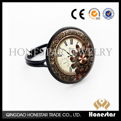 China Ring Vintage Clock Rings Aliexpress Hot Sale Ring Fashion Time Gem Alloy Punk Ring for sale