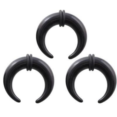 China Acrylic Ear Plug Black Ox Horn Ear Expander Plug With O Ring for sale