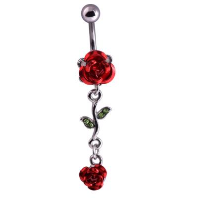 China Dangling Belly Rings Hot Pink Mounted Custom Dangling Belly Rings for sale