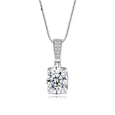 China Hot Selling Hip Hop Blues RTS Sterling Ice 925 Silver Pendants 1 Carat Moissanite Pendant Necklace For Women Jewelry for sale