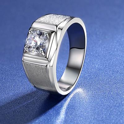 China Mens Moissanite Diamond Ring from Hiphop Blues RTS 925 Sterling Silver Iced Out 1 Carat for sale