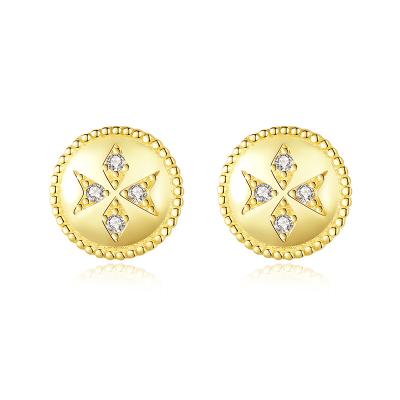 China Blues Hiphop RTS New S925 Sterling Silver Fashionable Order Dventure Compass Coin Star Women Earrings for sale