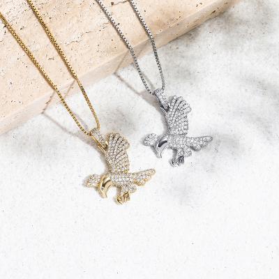 China Hiphop Blues RTS Hip Hop Iced Out Micro Zircon 925 Sterling Silver Animal Eagle Pendant For Men Women for sale