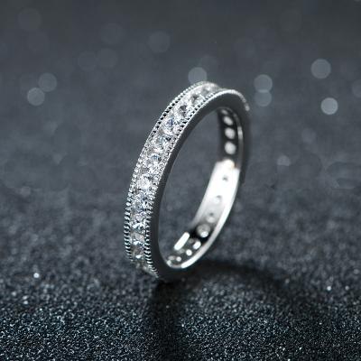 China Silver Women Grade White Silver Gold Engagement Cubic Zirconia s925 Rings for sale