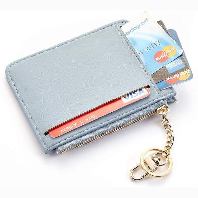 China Fashion Credit Card Holder Women Card Case Good Quality Genuine Leather Wallet With Zipper Pocket for sale