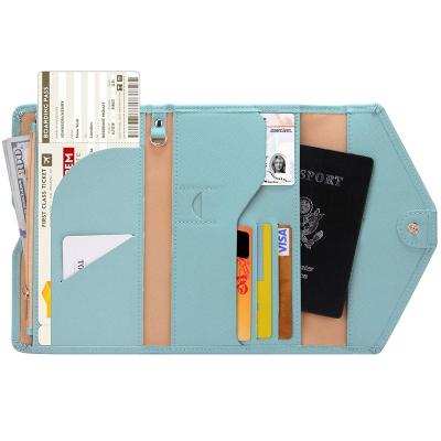 China Fashion Multi-functions PU Leather Triple Ticket Holder Passport Bag With Main Stand Pen Holder for sale