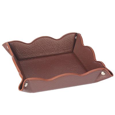 China OEM Viable Square Leather Factory PU Storage Tray Gift Valet Serving Tray With Snap Fold for sale