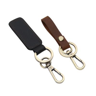 China Fashion Shenzhen Manufacturers Metal Vintage Key Chain Genuine Leather Handmade Key Ring 1 for sale