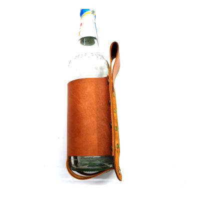 China Desktop High Quality Black Leather Single Wine Bottle/Glass Foldable Carry Case for sale