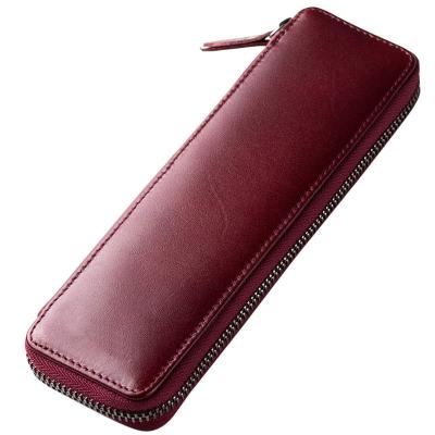 China Schools & Offices 2020 Fashion Design Genuine Leather Pencil Case Holder With Zipper Closed for sale