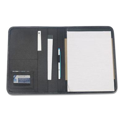 China Office Factory OEM Black PU Leather Folder Document Leather Folder With A4 Notepad for sale