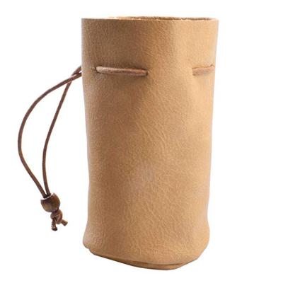 China Fashion Unique Design Drawstring Pouch Drawstring Bag Soft Genuine Leather Carrying Items for sale