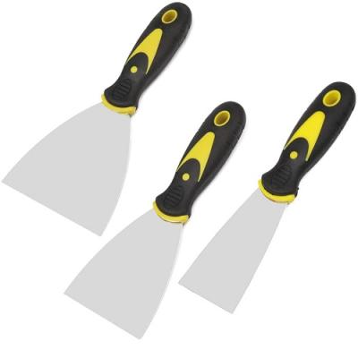 China Durable Plastic&rubber Handle Scraper Putty Knife Carbon Steel Blade Mirror Polished for sale