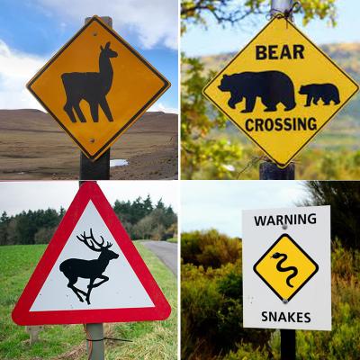 China Construction work zones crossing australia aluminum wild animal warning road sign for sale