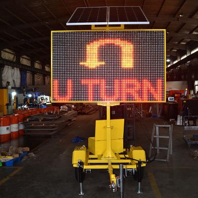 China Custom Solar Powered Construction Zone LED Road Construction Safety Display Warning Sign With Trailer Factory Price For Sale for sale