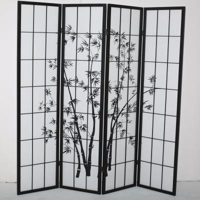 China Korean Japanese American Background Screen Room Dividers Durable Folding Bamboo Pastoral Style Antique Pastoral Carving for sale