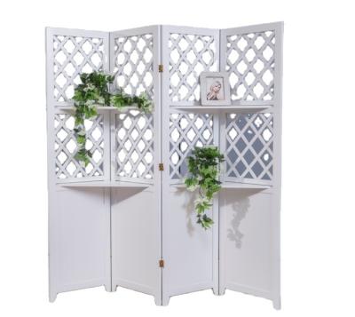 China American Style 4 Panels Style Soild Color Wooden Room Divider White Room Screen for sale