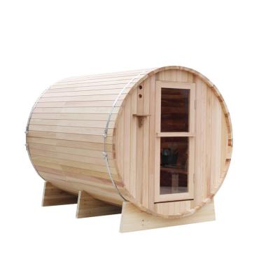 China 2021 4-6 person 1800*2400 mm traditional popular outdoor sauna room with porch solid wood canadian pine/traditional hemlock/red barrel sauna for sale