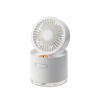 China Easy Carry Three Portable Speed ​​Fans USB Rechargeable Mini Wireless Fan With Spray Light CE Humidification Rohs for sale