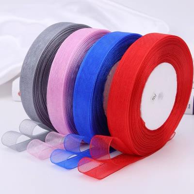 China Luster High Quality Width Custom Colored Polyester Printed Garment Wrapping Taupe Sheer Organza Ribbon French Manufacturer Branded for sale