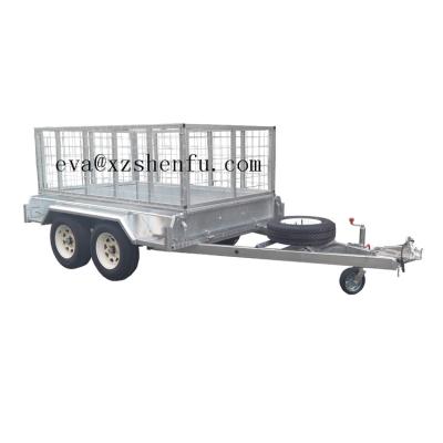 China Factory 8*5 heavy duty hot dipped galvanized tandem farm cargo box trailer with cage for sale for sale