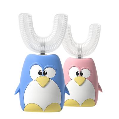 China Foldable cute design electric toothbrush u-type bear/pig shaped toothbrush for child 360' tooth cleaning for sale