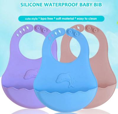 China Kids Products Food Grade Silicone Baby Washable Clean Waterproof Bib Easily With Custom Pattern Printing for sale