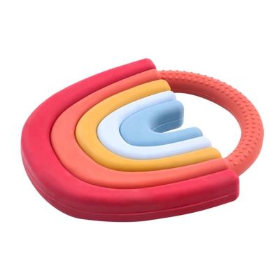 China 100% Non-Toxic Food Grade Silicone Baby Toys Rainbow Baby Teethers Baby Teething Chewer for sale